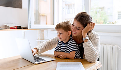 Mom and Child viewing our product demos